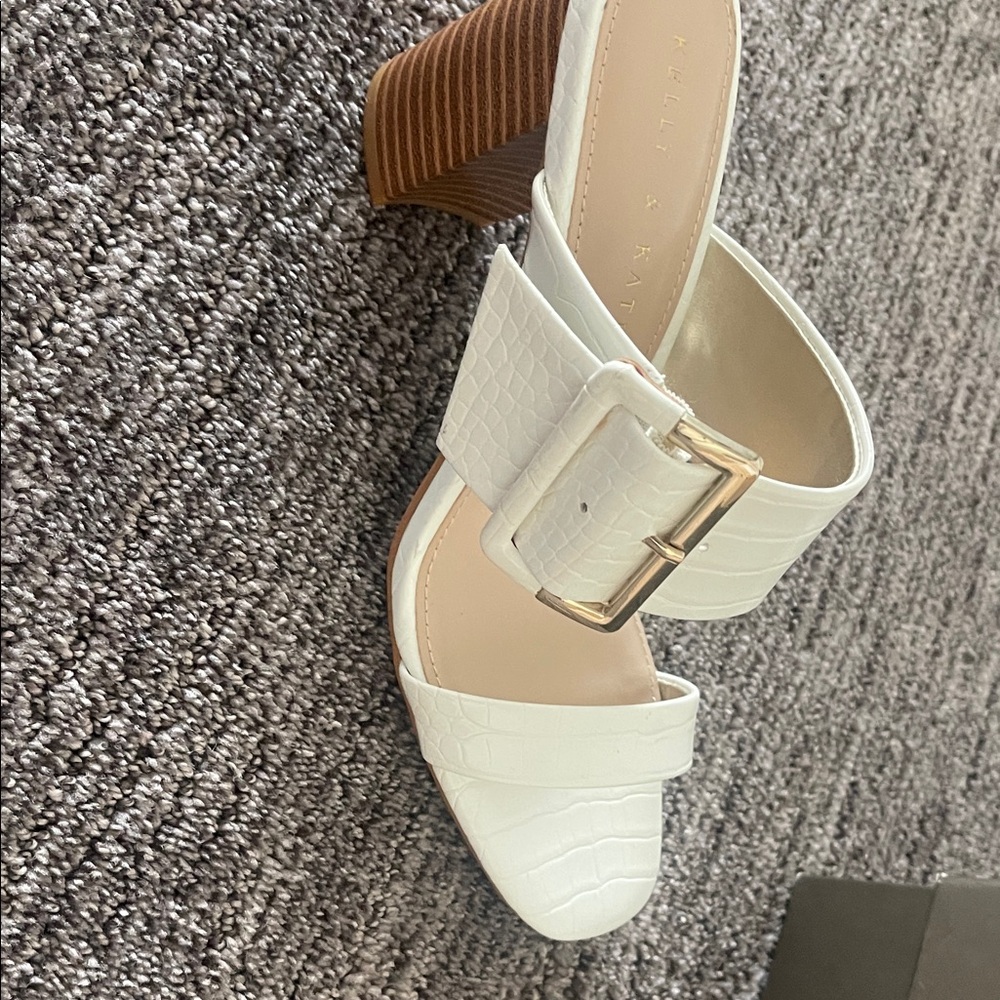 Kelly & Katie White Textured Heels
